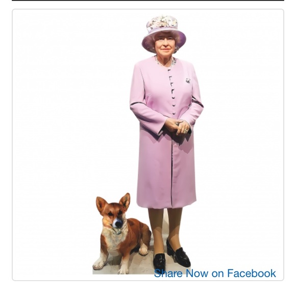 QUEEN ELIZABETH II WITH ROYAL CORGI CARDBOARD CUTOUT STANDEE STANDUP FREE SHIP